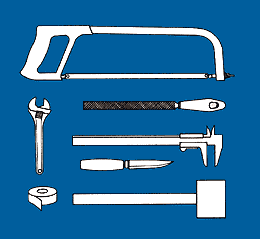 her er alt av verktøy man trenger til enkel rørleggerjobb